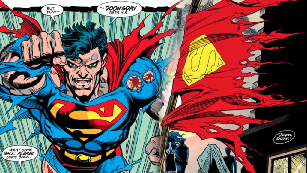 L'Azzurrone in azione contro Doomsday in "La morte di Superman".