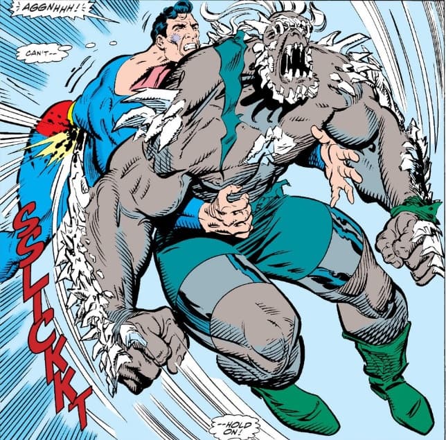 L'Uomo d'Acciaio vs Doomsday in "La morte di Superman".